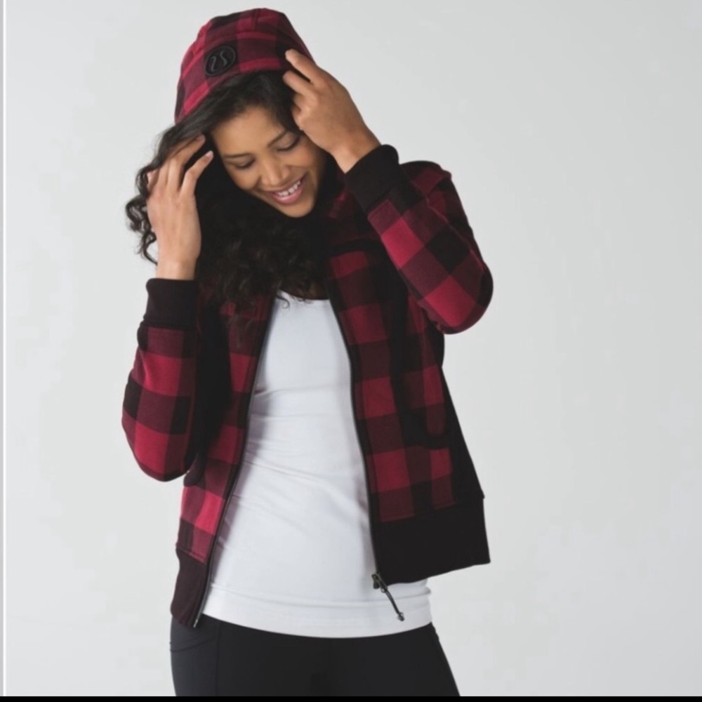 Flaw Lululemon Scuba Jacket Sz 4 Buffalo Check Lumberjacket - Picture 11 of 11